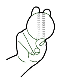 Figure 1: Diagram of a cricket ball held in the seam up position with the seam pointing straight ahead.